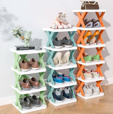 Stackable Shoe Rack – Space-Saving Plastic Shoe Organizer Cabinet for Entryway & Closet